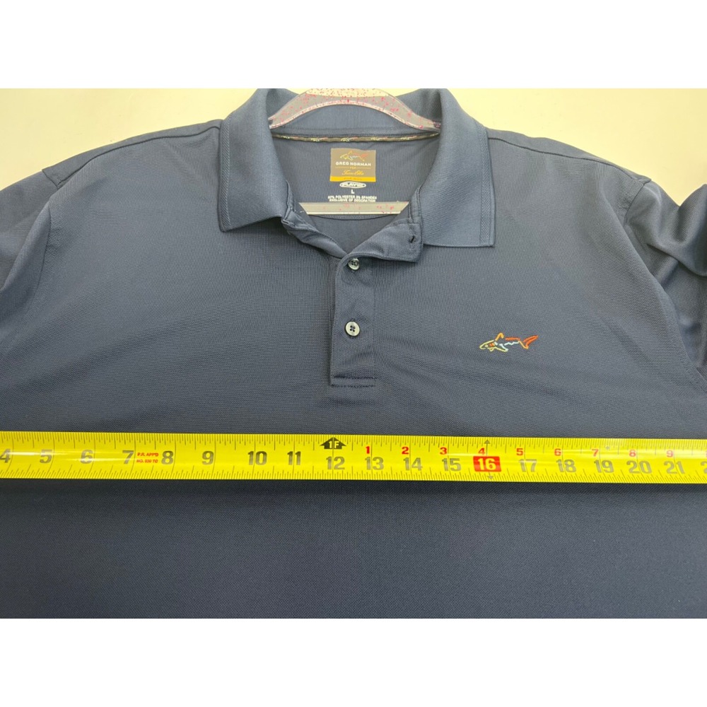 Greg Norman For Tasso Elba Five Iron Play Dry Polo Men's Sz L Navy Short Sleeve - Picture 10 of 11